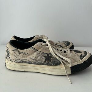 Converse Low Top Sneakers White Black Star Graphic